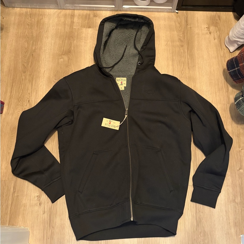 RedHead Men's Black Zip-Up Fleece Lined Sweater